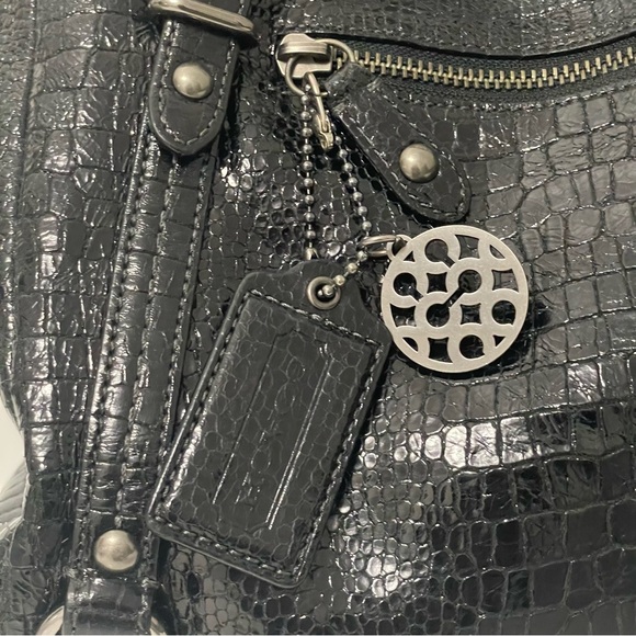 Coach Hadley Women's M Tote Shoulder Bag Black Python Snakeskin Leather & Suede - Picture 6 of 10